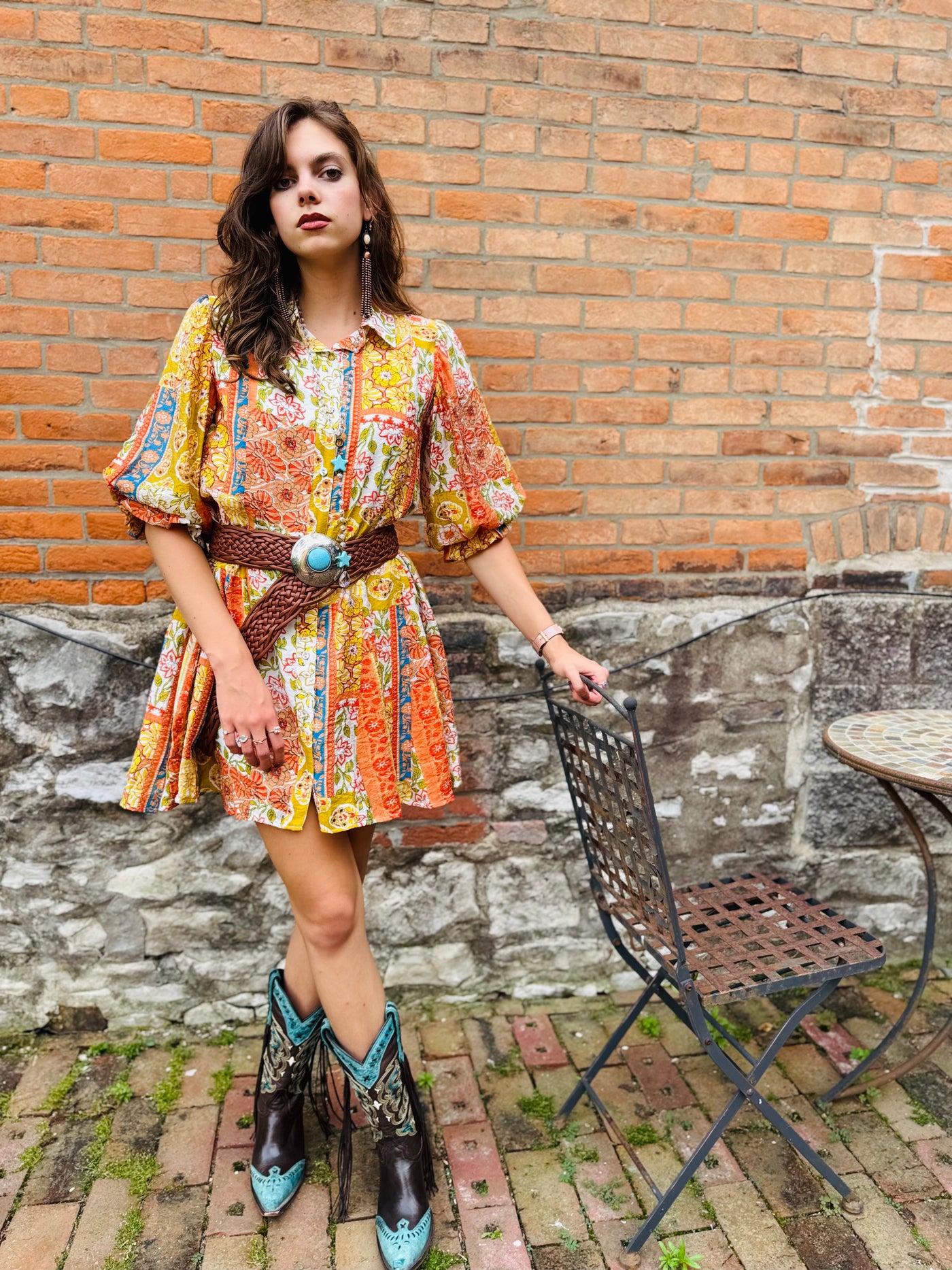 Brick Paisley Shirt Dress