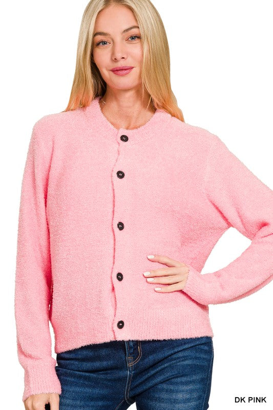 Alice Fuzzy Cardigan - Dark Pink