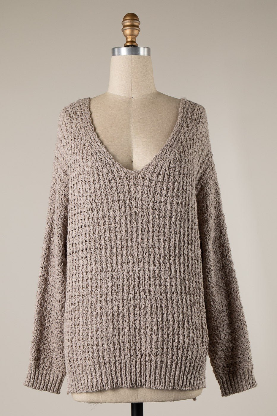 Vintage Cable Knit Sweater - Mocha