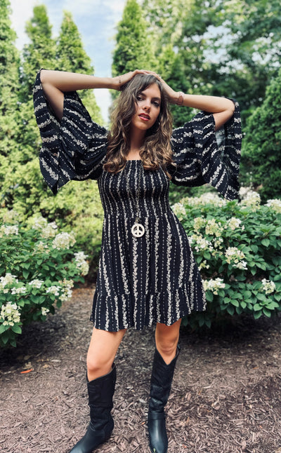 Midnight Meadow Sleeve Dress