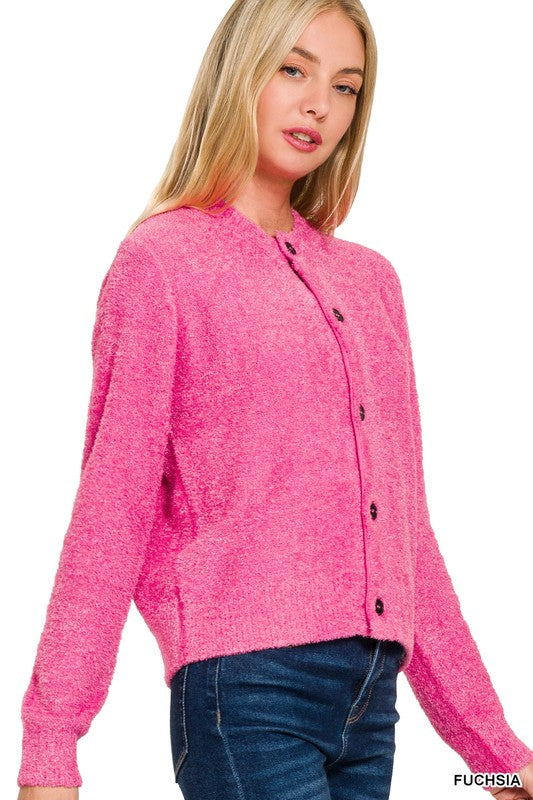 Alice Fuzzy Cardigan - Fuchsia