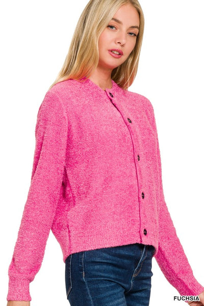 Alice Fuzzy Cardigan - Fuchsia