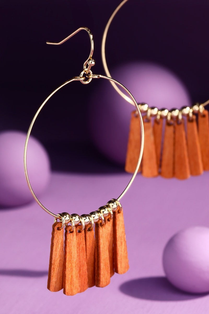 Wire Hoops Wooden Charms (2 colors)