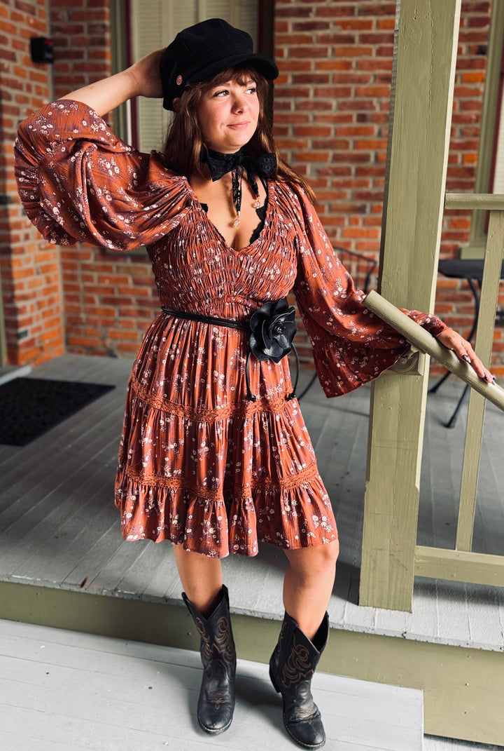 Rust  Fall Goddess Mini Dress