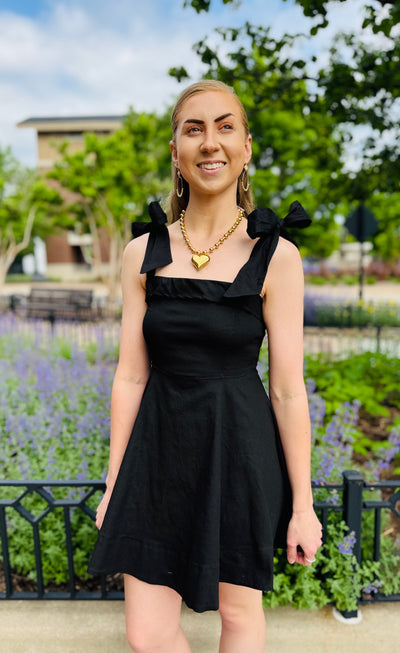 Midnight Magic Bow Mini Dress