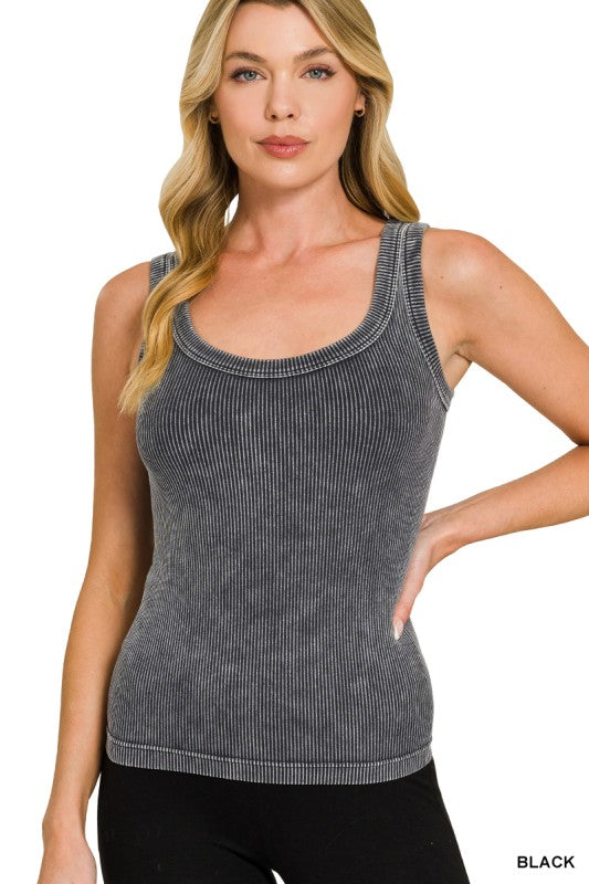 Rustic Earth 2-Way Neckline Ribbed Tank (8 colors)