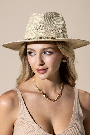 Woven Beaded Straw Sun Hat