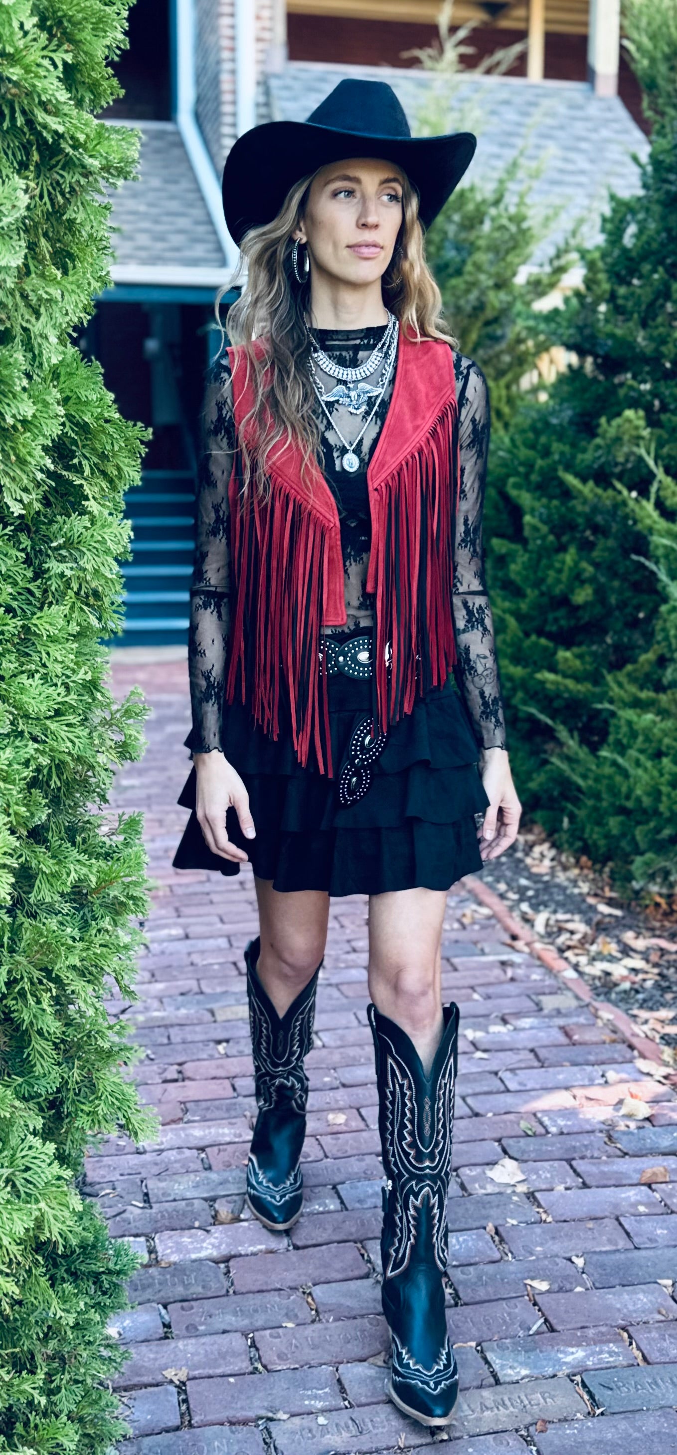 Western 2 Tone Fringe Jacket - Rust