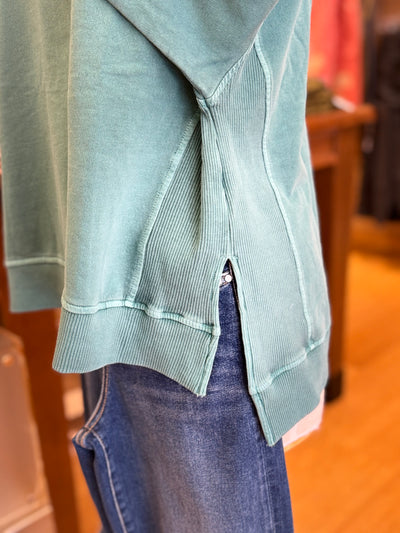 French Terry HI-Lo Pullover - Teal