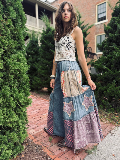 Free Spirit Wide Leg Patch Pants