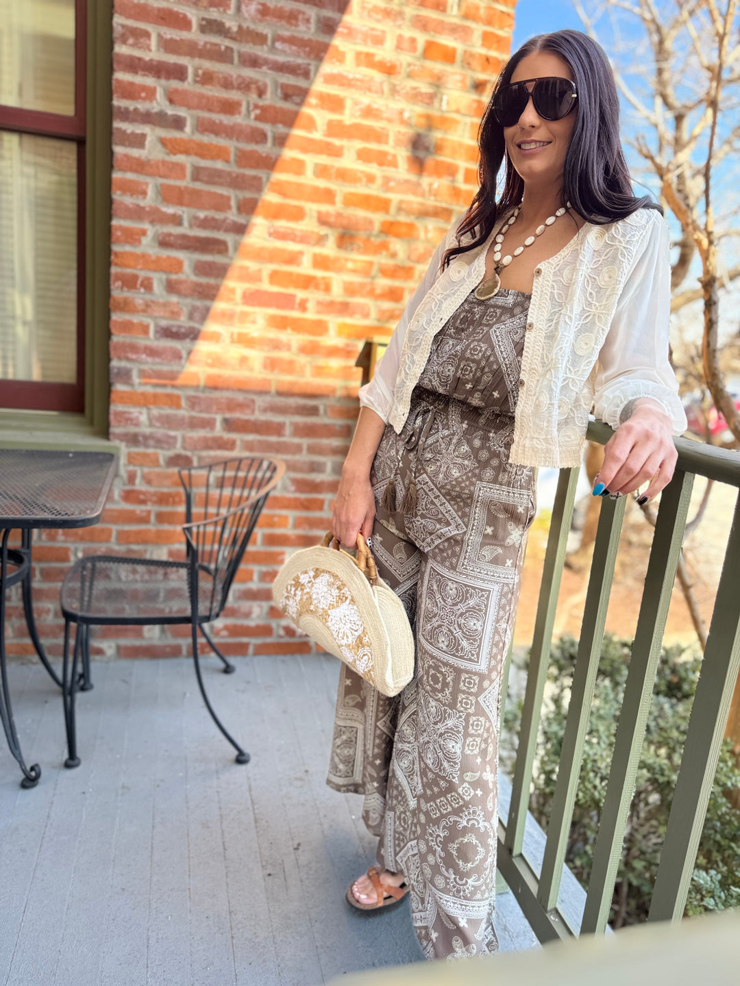 Boho Goddess Jumpsuit- Mocha