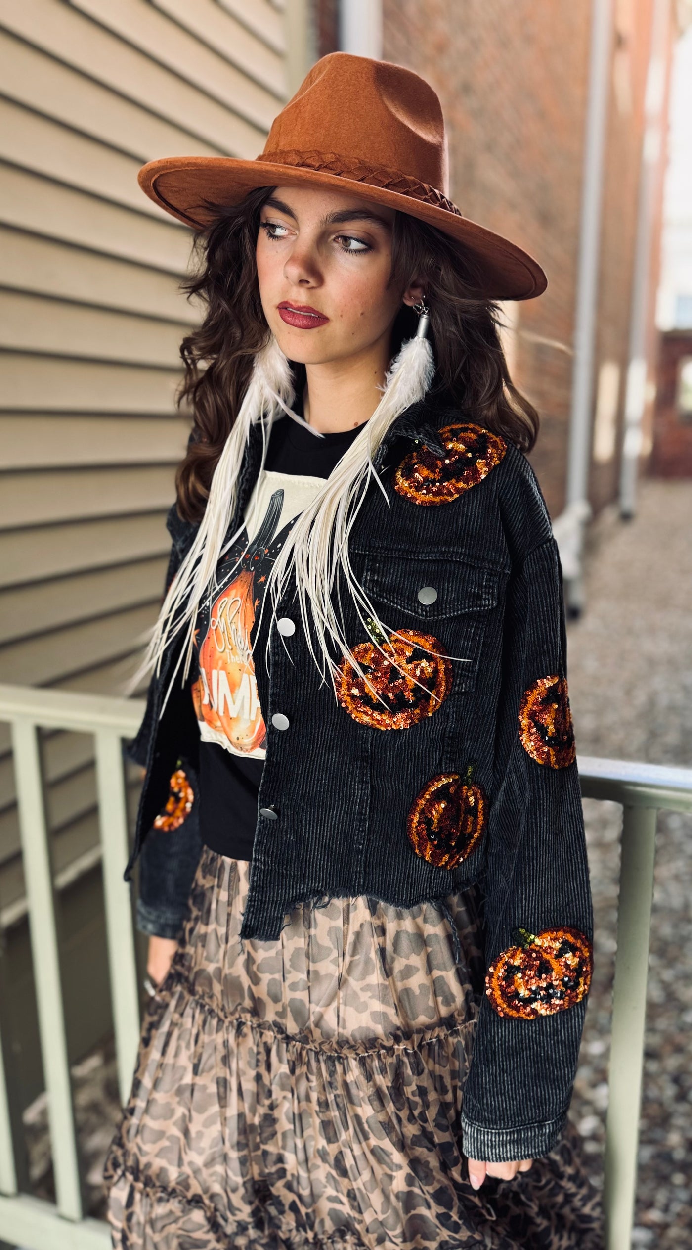 Sequin Jack O' Latern Corduroy Jacket