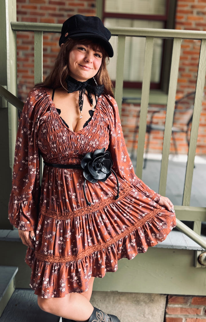 Rust  Fall Goddess Mini Dress