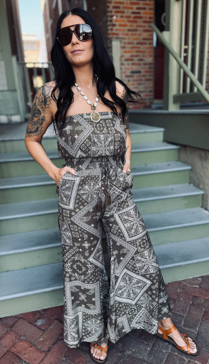 Boho Goddess Jumpsuit- Mocha