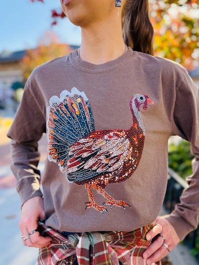 Faux Rhinestone Turkey L/S Tee