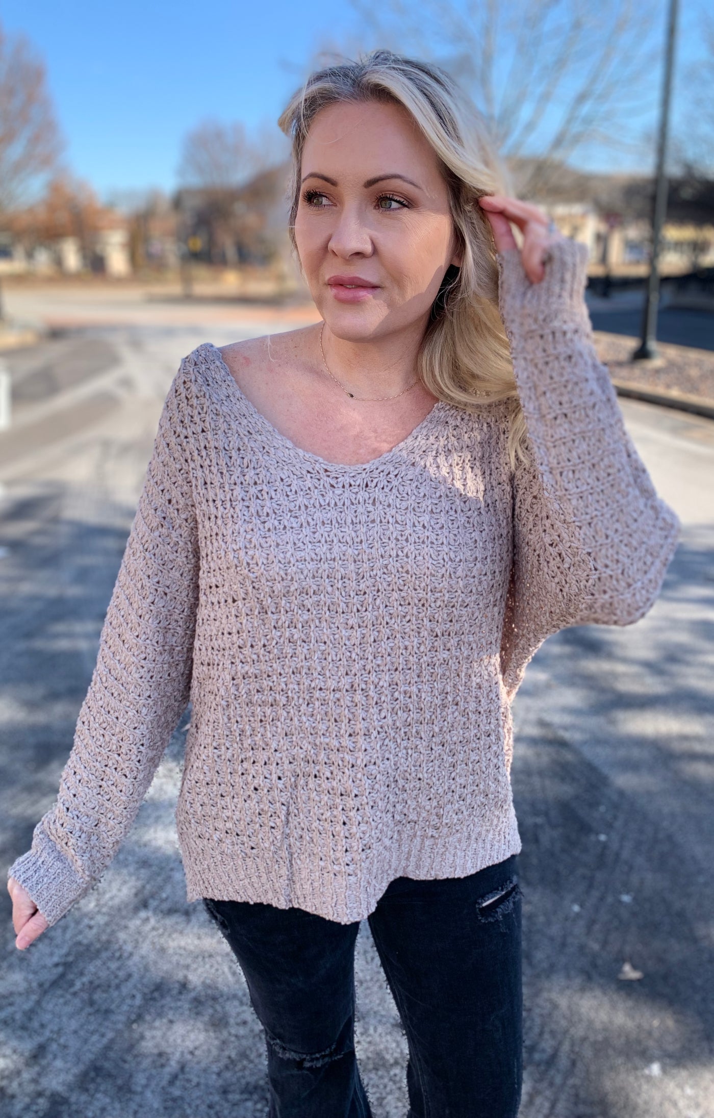 Vintage Cable Knit Sweater - Mocha