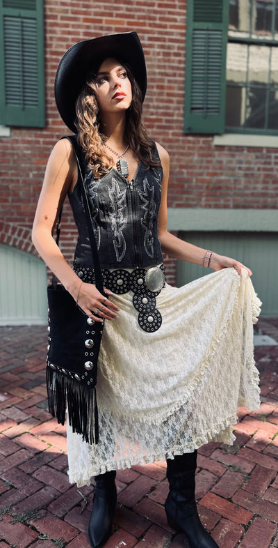 Lace Tiered Midi Skirt