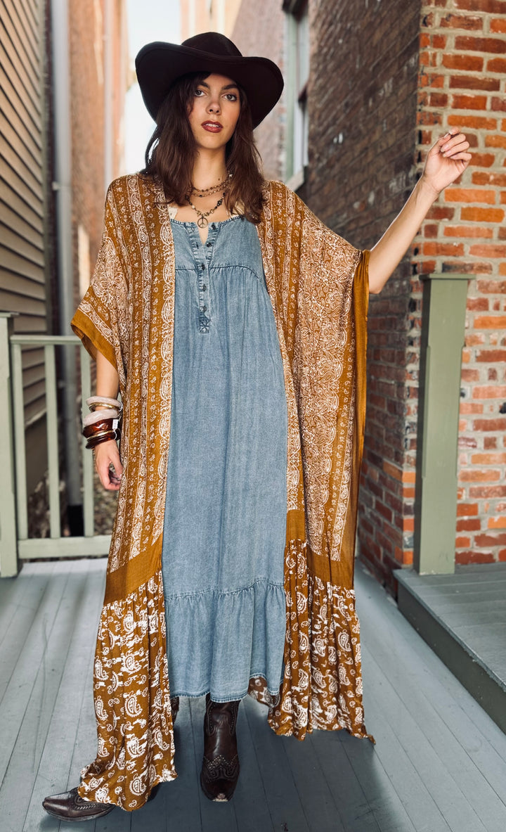Airy Paisley Drape Kimono