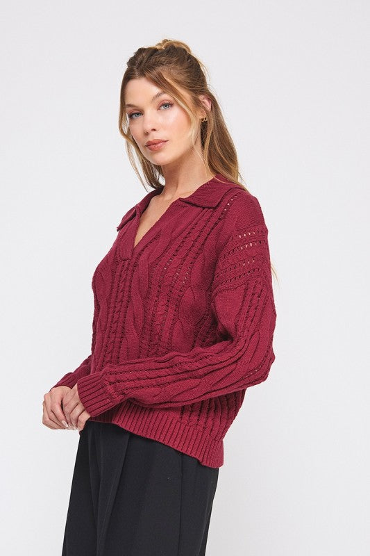 Rosewood Knit Polo Sweater