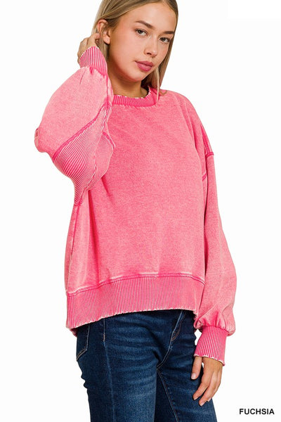 Allie's Cozy Acid Washed Fleece Pullover (3 colors)