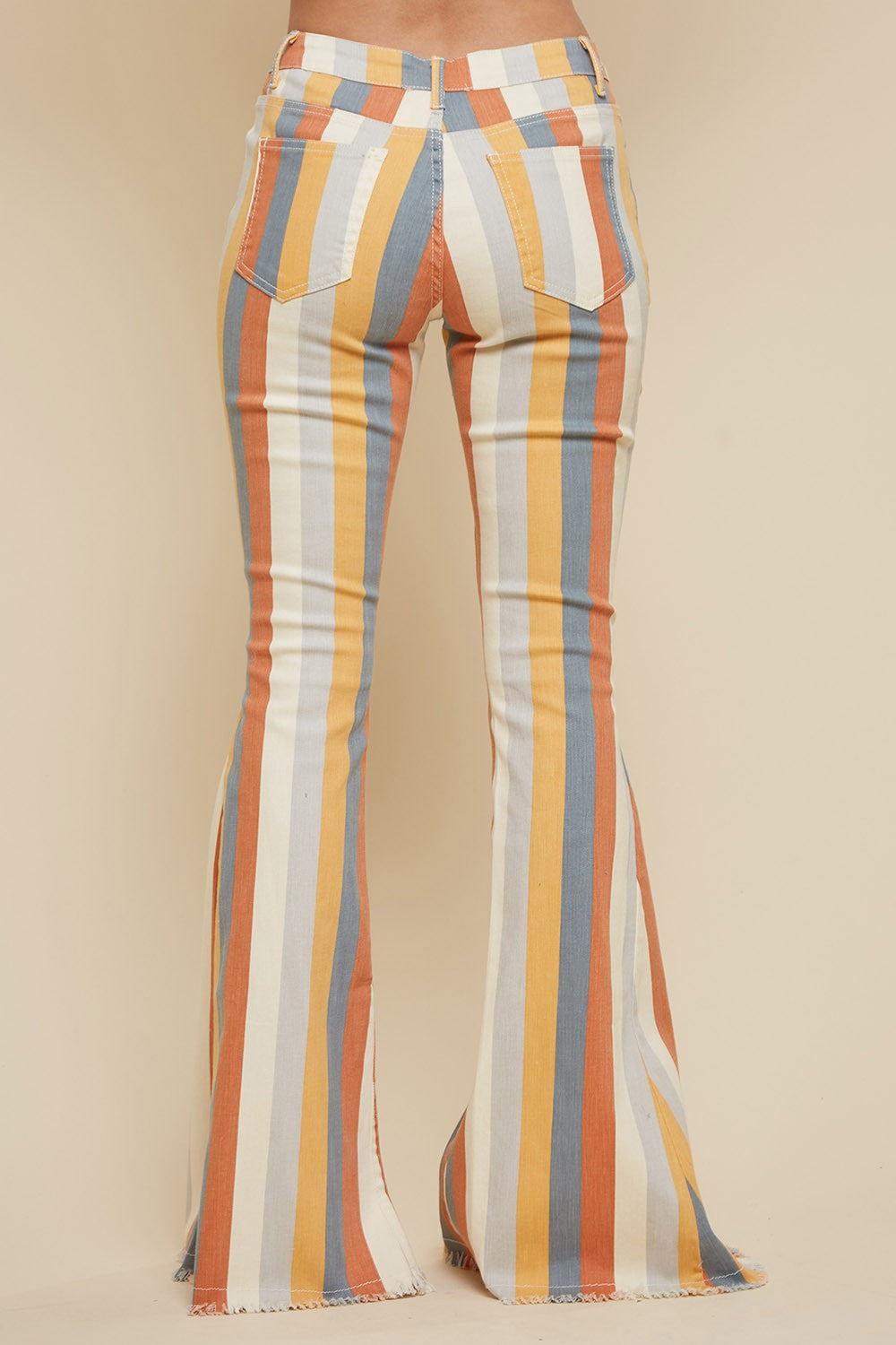 Caramel Muti Stripe Flare Jeans