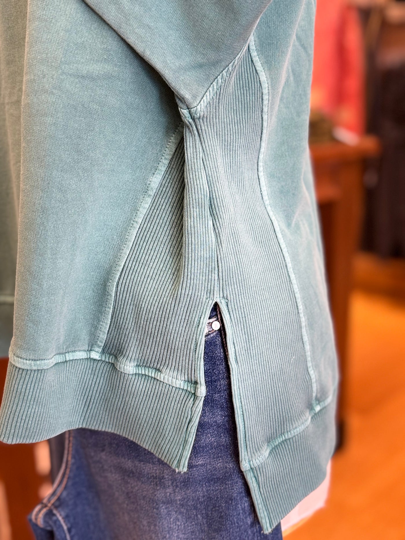 French Terry HI-Lo Pullover - Teal