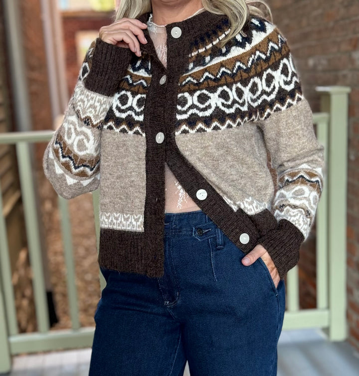 Fall Fair Isle- Mocha Cardigan