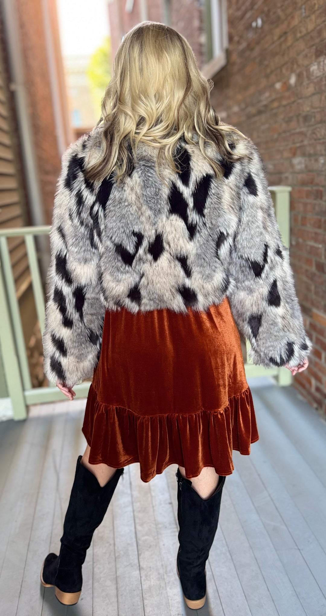 Marbled Faux Fur Statement Jacket