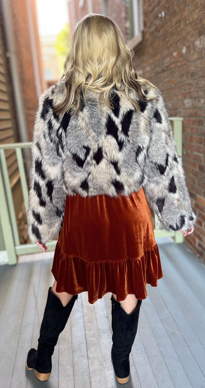 Marbled Faux Fur Statement Jacket