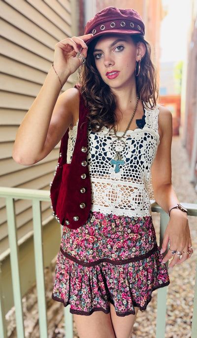 Cranberry Jam Mini Skirt