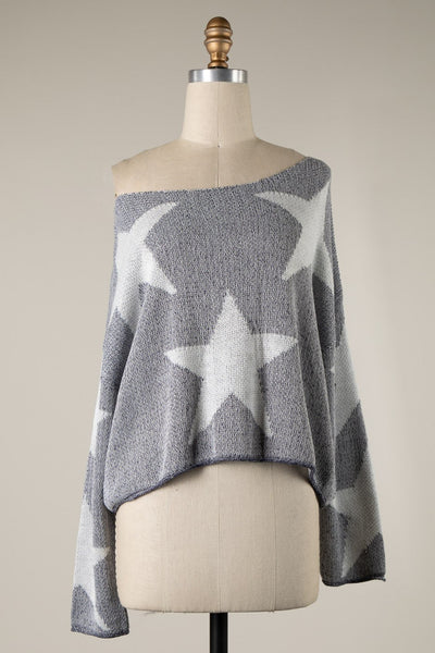 Grey Star Print Sweater