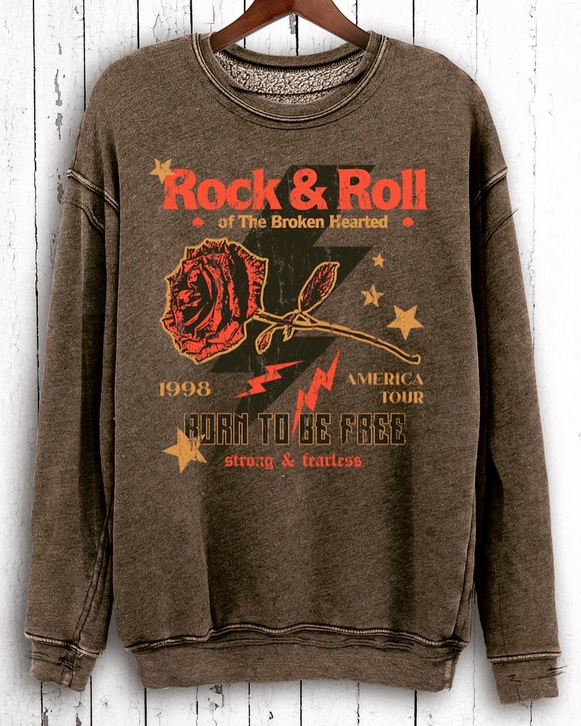 Brown Mineral Rock N Roll Rose Sweathshirt
