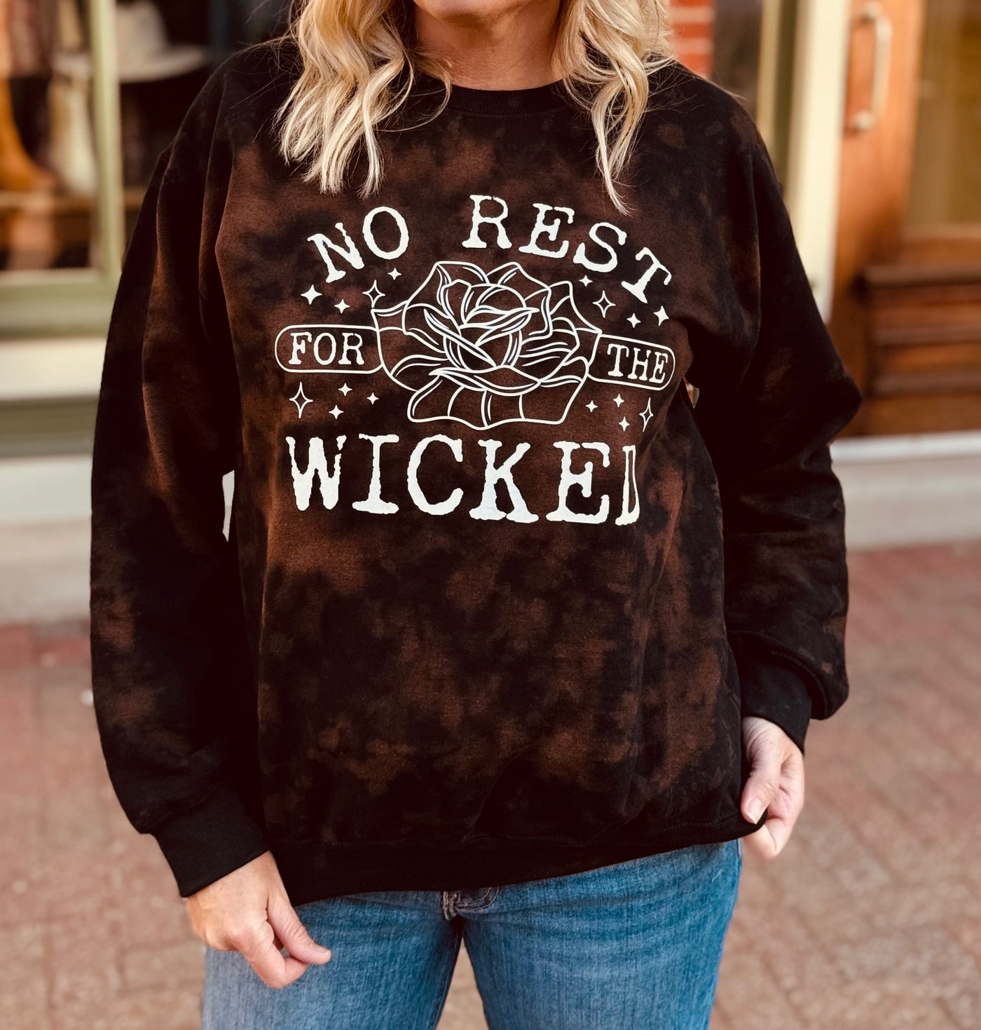 No Rest For The Wicked Acid Washed Sweatshirt