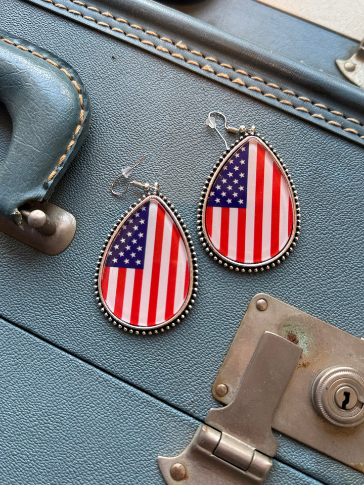 American Flag Western Earring