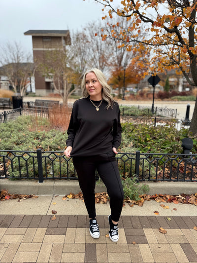 Scuba Mock Neck Jogger Set - Black