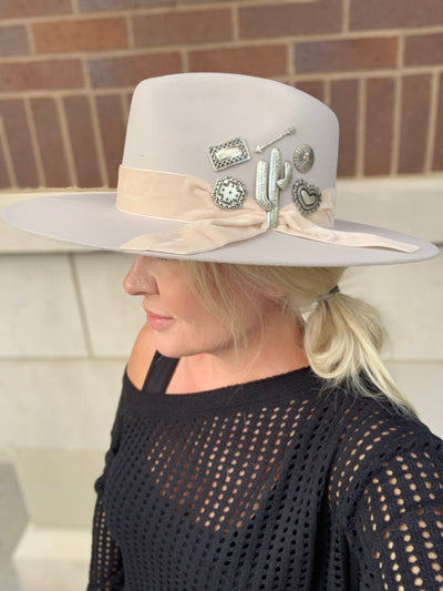 Silver Cactus Wool Felt Hat