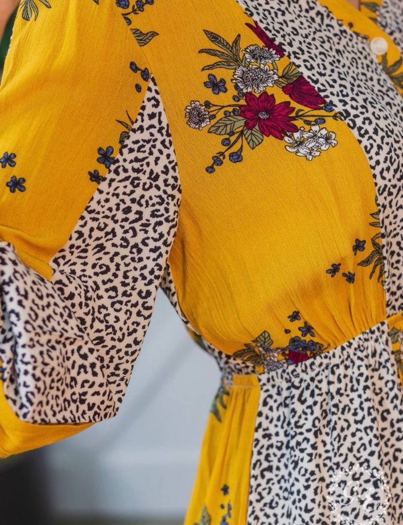 Mustard And Leopard Boho Rhapsody Dress