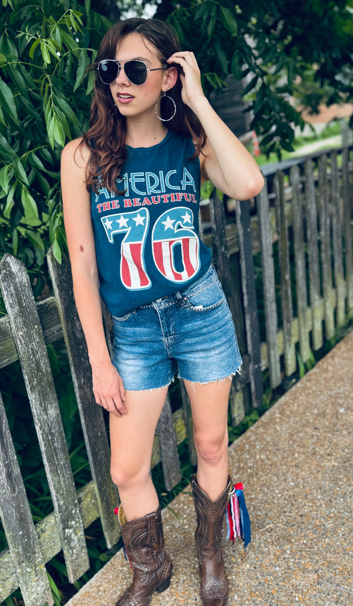 America 76 Mineral Washed Tank Top