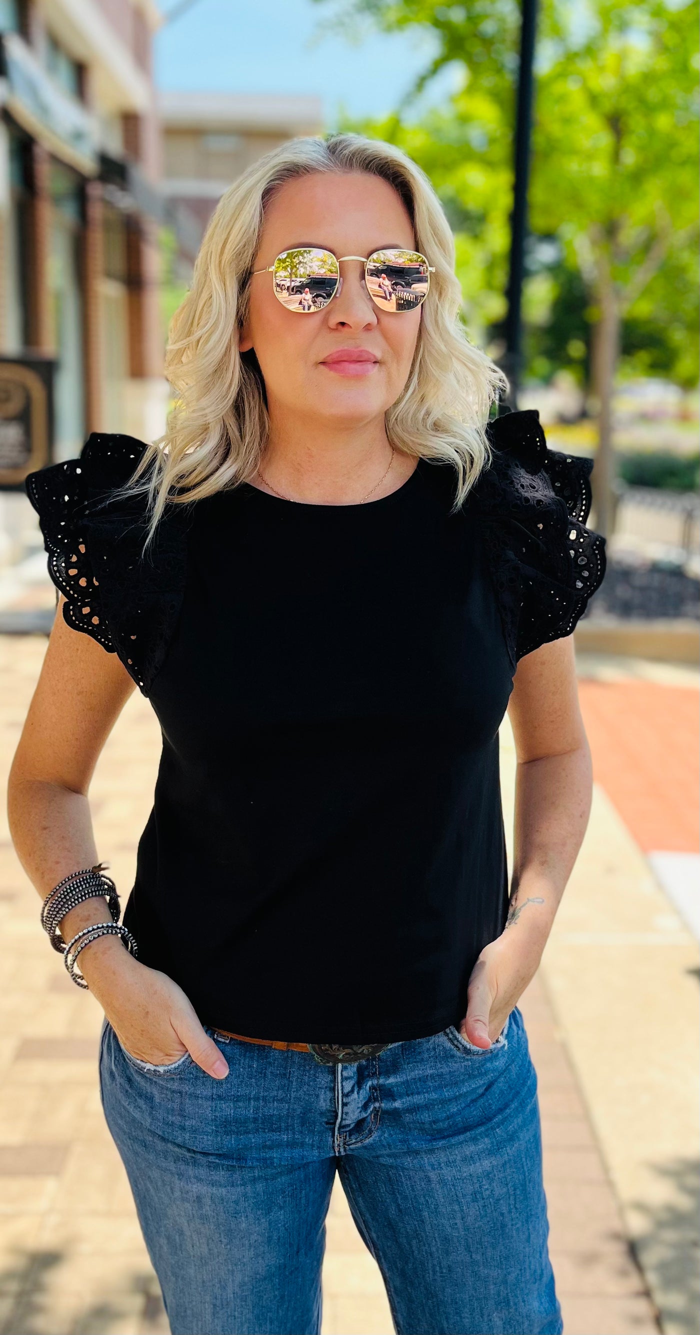 Kathy Eyelet Sleeve Top