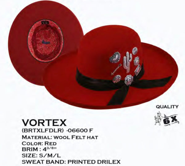 Vortex Fire Red Wool Felt Hat