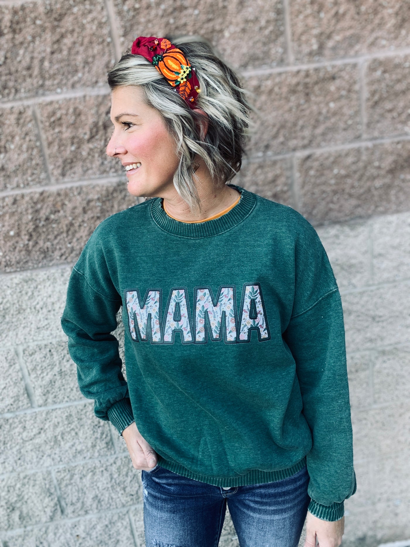 Alpine Green Mama Fleece Sweatshirt