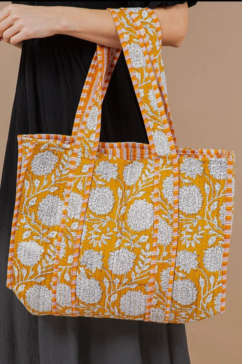 Mustard Quilted Tote Bag