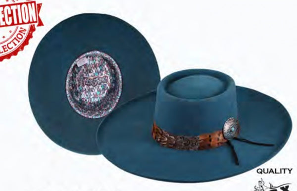 Teal Owl Bull Ranch Cowgirl Hat
