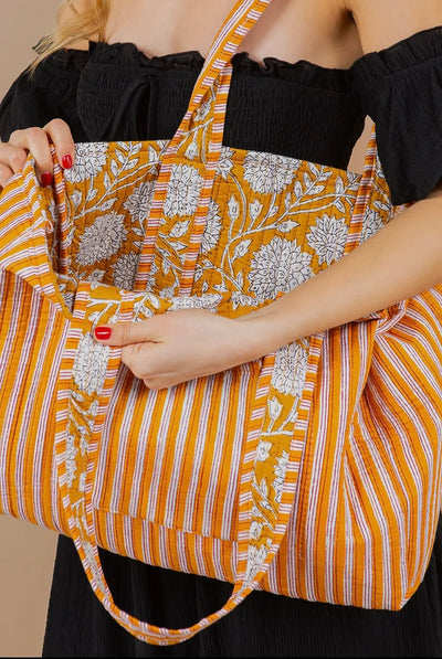 Mustard Quilted Tote Bag