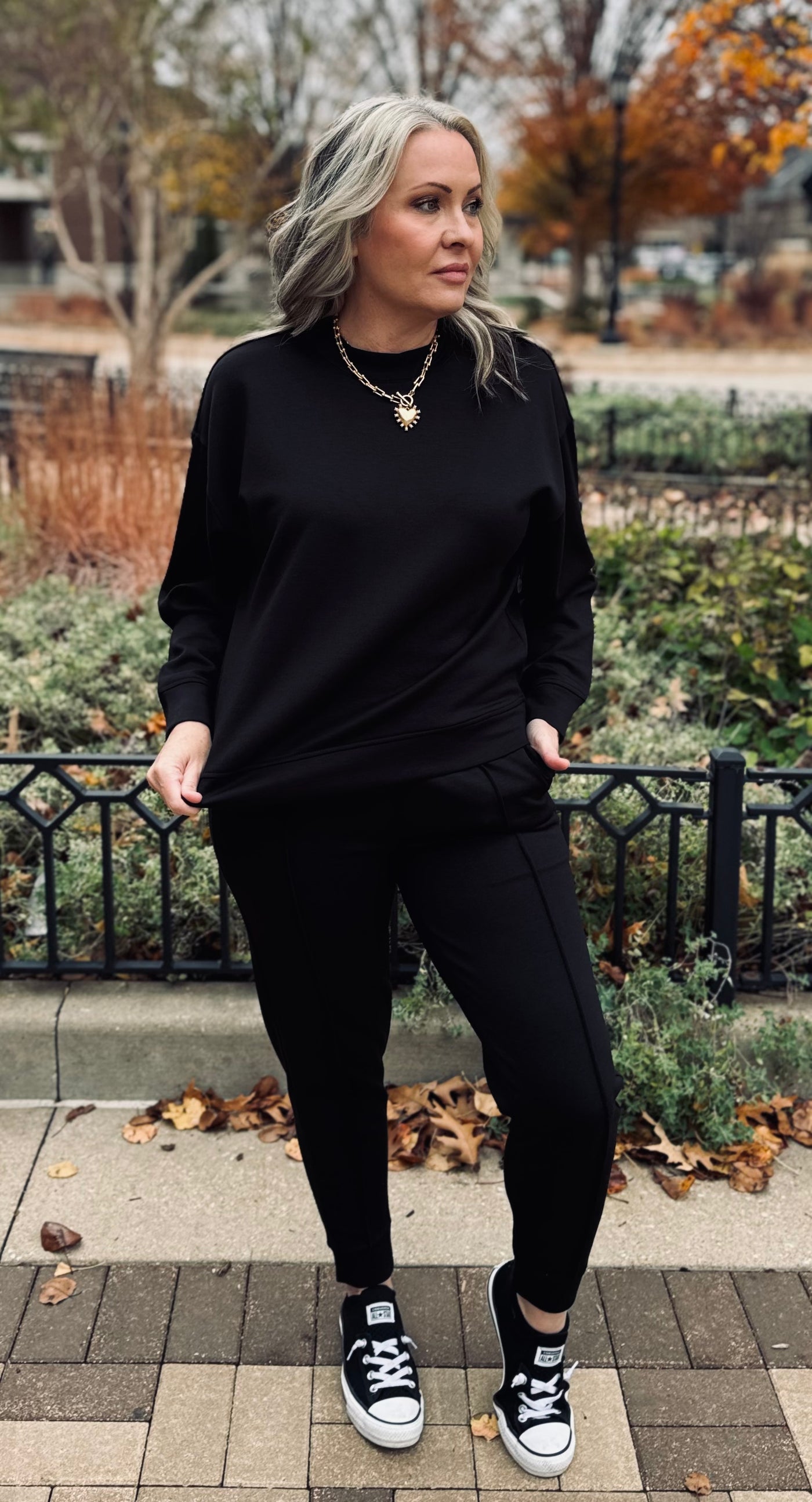 Scuba Mock Neck Jogger Set - Black