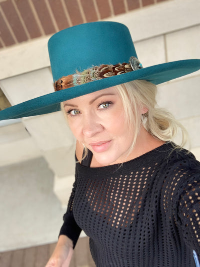 Teal Owl Bull Ranch Cowgirl Hat