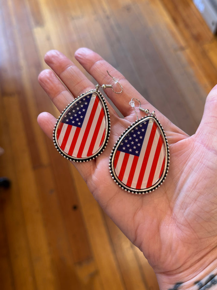 American Flag Western Earring