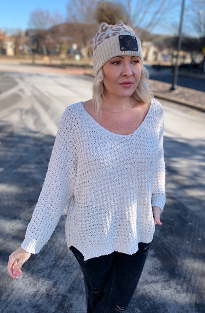 Vintage Cable Knit Sweater - Ivory