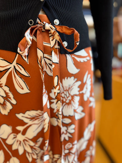 Floral Tie Midi Skirt (2 color options)