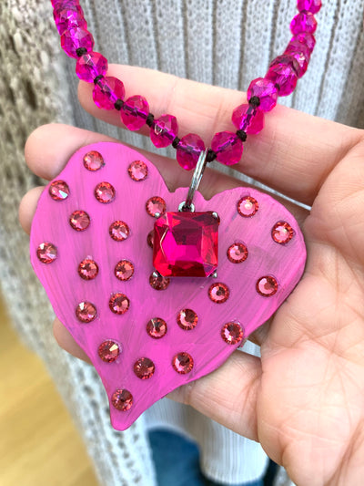 Hot Pink Vintage Crystal Necklace